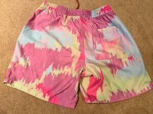 A-Lab Men's Size M Multicolor Tie Dye Drip Elastic Waistband Shorts Swim Trunk